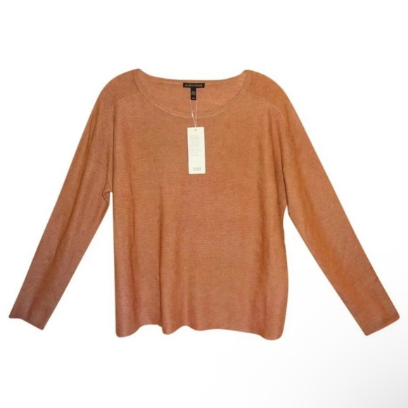 $218 Eileen Fisher Merino Wool Kissed Top Small 6 8 VINTAGE Aztec Brown NWT - Picture 1 of 11